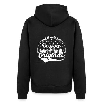 Oktober 2018 geboren Legenden Geburtstag Geschenk - Unisex Premium Bio Zip Hoodie - Schwarz - Hinten - Nico (187cm)