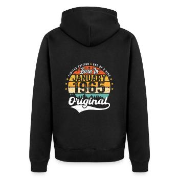Die Legenden wurden im Januar 1965 geboren - Unisex Premium Bio Zip Hoodie - Schwarz - Hinten - Nico (187cm)