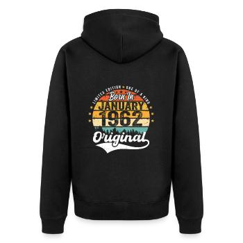 Les Legends sont nés en janvier 1962 - Veste à capuche bio Premium Unisexe - noir - Dos - Nico (187cm)