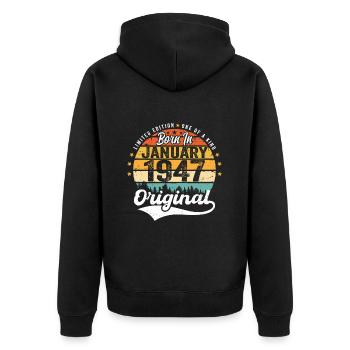 Les Legends sont nés en janvier 1947 - Veste à capuche bio Premium Unisexe - noir - Dos - Nico (187cm)