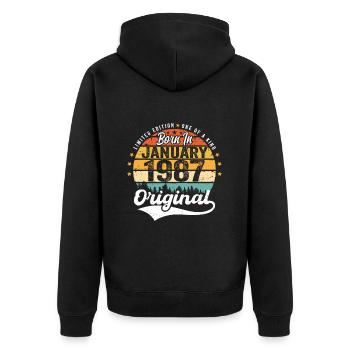 Les Legends sont nés en janvier 1987 - Veste à capuche bio Premium Unisexe - noir - Dos - Nico (187cm)