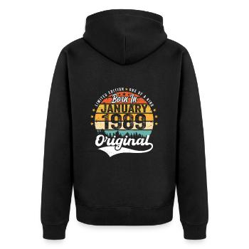 Les Legends sont nés en janvier 1989 - Veste à capuche bio Premium Unisexe - noir - Dos - Nico (187cm)