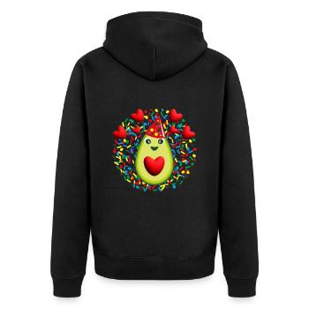 Avocado Liebe mit viel Herz. - Unisex Premium Bio Zip Hoodie - Schwarz - Hinten - Nico (187cm)
