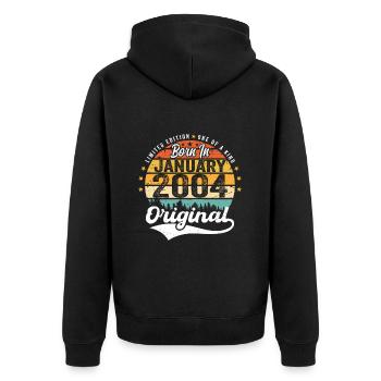 Die Legenden wurden im Januar 2004 geboren - Unisex Premium Bio Zip Hoodie - Schwarz - Hinten - Nico (187cm)