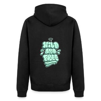 Wild and Free, Wild und frei - Unisex Premium Bio Zip Hoodie - Schwarz - Hinten - Nico (187cm)