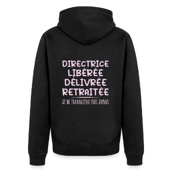 Directrice célèbre sa retraite avec humour cadeau - Veste à capuche bio Premium Unisexe - noir - Dos - Nico (187cm)
