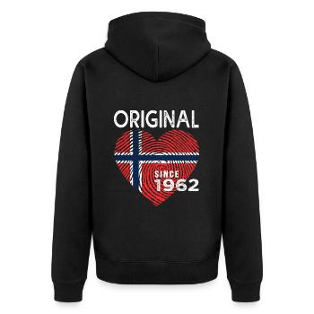Birthday 1962 Original since 1962 Norway - Unisex Premium Organic Zip Hoodie - black - Back - Nico (187cm)