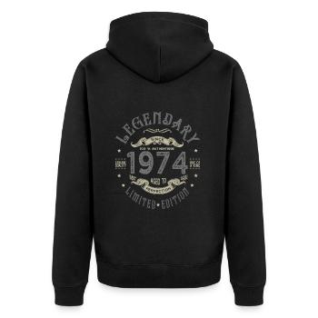 1974 Anniversaire legendary Né 1974 - Veste à capuche bio Premium Unisexe - noir - Dos - Nico (187cm)
