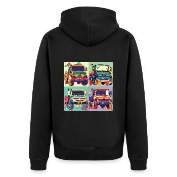 Unimog - Modern - Warhol - Outil motorisé universel - Veste à capuche bio Premium Unisexe - noir - Dos - Nico (187cm)