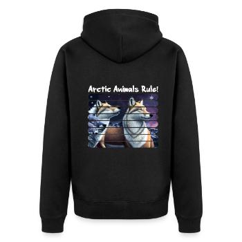 Arctic animals rule! Arctic Fox Starry Night - Unisex Premium Organic Zip Hoodie - black - Back - Nico (187cm)