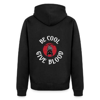 Be cool, give Blood! Fledermaus - Unisex Premium Bio Zip Hoodie - Schwarz - Hinten - Nico (187cm)