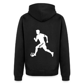 Fussballer Silhouette Fussball Spieler Mann - Unisex Premium Bio Zip Hoodie - Schwarz - Hinten - Nico (187cm)