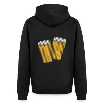 2 Biergläser Stoßen An (Bier / Scribble) - Unisex Premium Bio Zip Hoodie - Schwarz - Hinten - Nico (187cm)