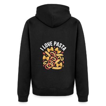 I Love Pasta Celebration für Feinschmecker und - Unisex Premium Bio Zip Hoodie - Schwarz - Hinten - Nico (187cm)