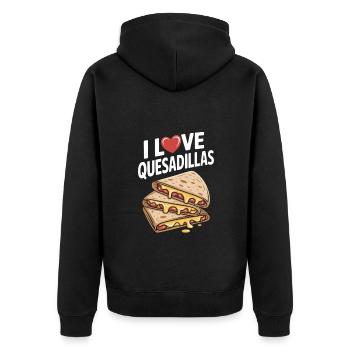 I Love Quesadillas Stack of Melty Cheese Goodness - Unisex Premium Organic Zip Hoodie - black - Back - Nico (187cm)