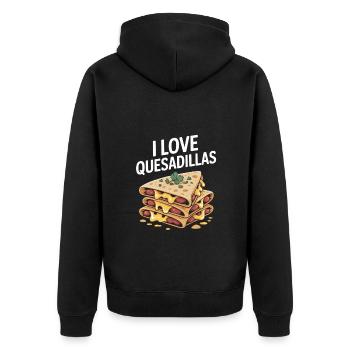 I love Quesadillas Cheesy Goodness Delight für - Unisex Premium Bio Zip Hoodie - Schwarz - Hinten - Nico (187cm)