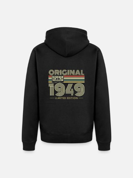 Original 1949 Jahrgang Vintage Geburtstag Retro - Premium økologisk unisex-hættejakke - sort