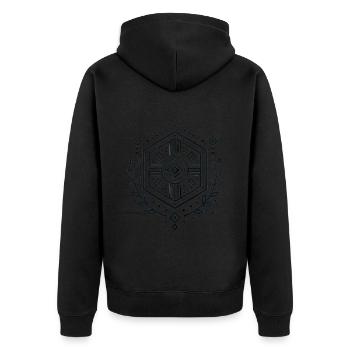 Insigne de bouclier géométrique minimaliste - Veste à capuche bio Premium Unisexe - noir - Dos - Nico (187cm)
