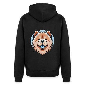 Chow Chow visage chien mignon illustration - Veste à capuche bio Premium Unisexe - noir - Dos - Nico (187cm)