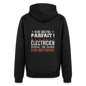 Un Électricien, le Métier de Rêve Mis à l’Honneur - Veste à capuche bio Premium Unisexe - noir - Dos - Nico (187cm)