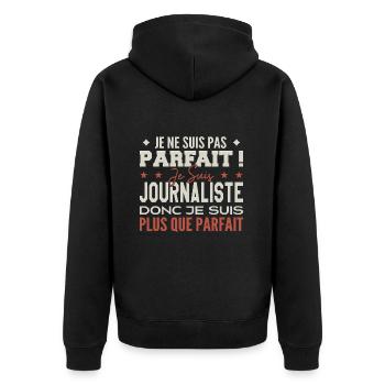 Journalist, der Traumberuf im Rampenlicht - Unisex Premium Bio Zip Hoodie - Schwarz - Hinten - Nico (187cm)