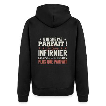 Krankenschwester, der Traumberuf im Rampenlicht - Unisex Premium Bio Zip Hoodie - Schwarz - Hinten - Nico (187cm)