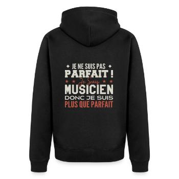 Musiker, der Traumberuf im Rampenlicht - Unisex Premium Bio Zip Hoodie - Schwarz - Hinten - Nico (187cm)