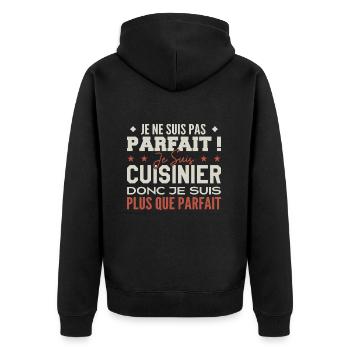 Köchin, der Traumberuf im Rampenlicht - Unisex Premium Bio Zip Hoodie - Schwarz - Hinten - Nico (187cm)