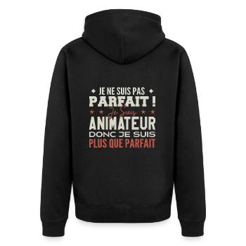 Un Animateur, le Métier de Rêve Mis à l’Honneur - Veste à capuche bio Premium Unisexe - noir - Dos - Nico (187cm)