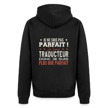 Un Traducteur, le Métier de Rêve Mis à l’Honneur - Veste à capuche bio Premium Unisexe - noir - Dos - Nico (187cm)
