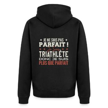 Un Triathlète, le Métier de Rêve Mis à l’Honneur - Veste à capuche bio Premium Unisexe - noir - Dos - Nico (187cm)