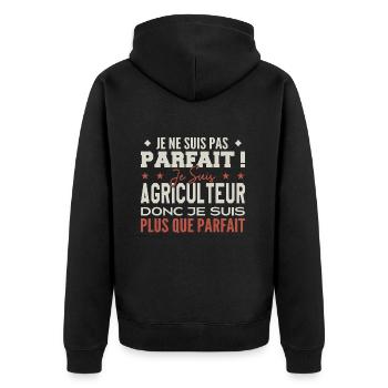 Un Agriculteur, le Métier de Rêve Mis à l’Honneur - Veste à capuche bio Premium Unisexe - noir - Dos - Nico (187cm)