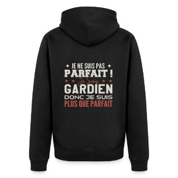 Ein Wächter, der Traumberuf im Rampenlicht - Unisex Premium Bio Zip Hoodie - Schwarz - Hinten - Nico (187cm)