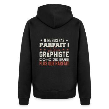 Grafikdesignerin, der Traumberuf im Rampenlicht - Unisex Premium Bio Zip Hoodie - Schwarz - Hinten - Nico (187cm)