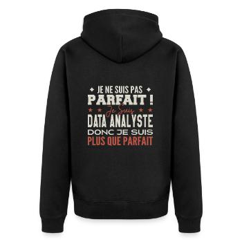 Data Analyst, der Traumberuf im Rampenlicht - Unisex Premium Bio Zip Hoodie - Schwarz - Hinten - Nico (187cm)