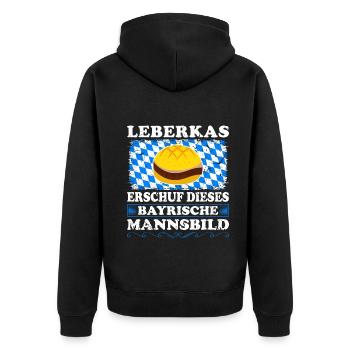 Leberkas Bayrisch Mannsbild Lustig Leberkäse - Unisex Premium Bio Zip Hoodie - Schwarz - Hinten - Nico (187cm)