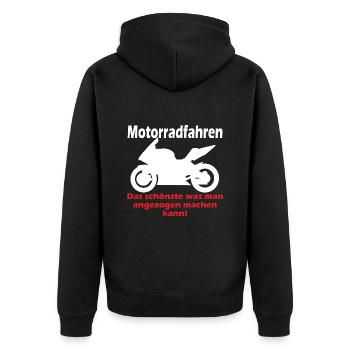 Motorrad für Biker / Motorradfahrer mit Spruch - Unisex Premium Bio Zip Hoodie - Schwarz - Hinten - Nico (187cm)