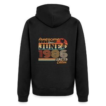 June 1986 Retro Vintage June 1986 birthday - Unisex Premium Organic Zip Hoodie - black - Back - Nico (187cm)