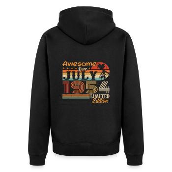 Juli 1954 Juli Geburtstagsgeschenk Juli 1954 - Unisex Premium Bio Zip Hoodie - Schwarz - Hinten - Nico (187cm)