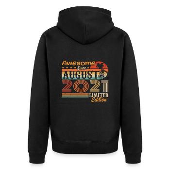 2021 August Geschenkidee August 2021 - Unisex Premium Bio Zip Hoodie - Schwarz - Hinten - Nico (187cm)