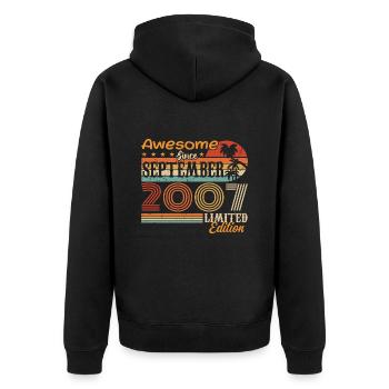 September 2007 - Birthday 2007 September - Unisex Premium Organic Zip Hoodie - black - Back - Nico (187cm)