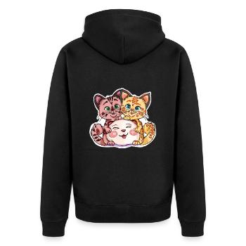 Two kittens with stuffed animal - Unisex Premium Organic Zip Hoodie - black - Back - Nico (187cm)