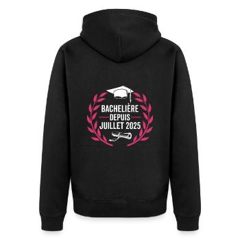 Bachelière 2025 Félicitations BAC - Veste à capuche bio Premium Unisexe - noir - Dos - Nico (187cm)
