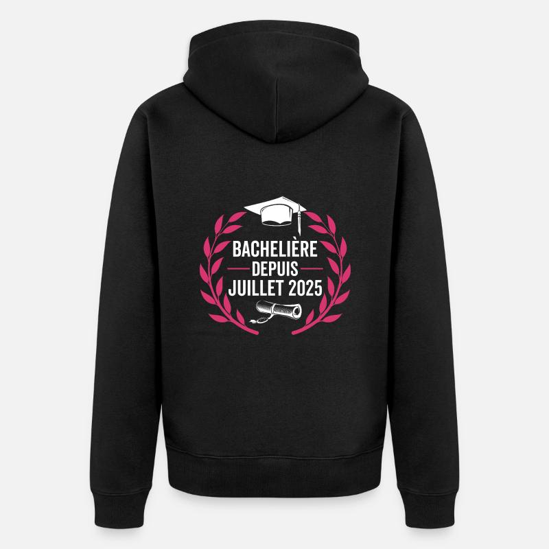 Bachelière 2025 Félicitations BAC - Veste à capuche bio Premium Unisexe - noir