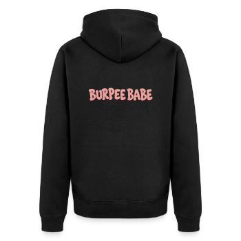Burpee Babe Blasen-Buchstabenkunst - Unisex Premium Bio Zip Hoodie - Schwarz - Hinten - Nico (187cm)