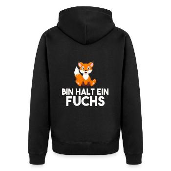 Bin Halt Ein Fuchs - Unisex Premium Bio Zip Hoodie - Schwarz - Hinten - Nico (187cm)
