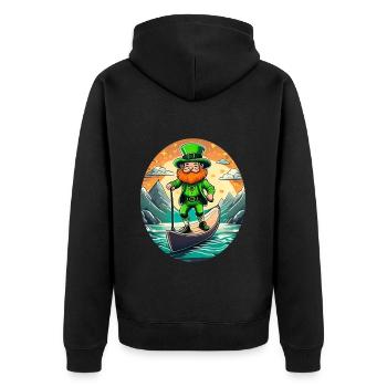 St. Patrick's Day Shamrock Stand Up Paddle SUP - Unisex Premium Organic Zip Hoodie - black - Back - Nico (187cm)