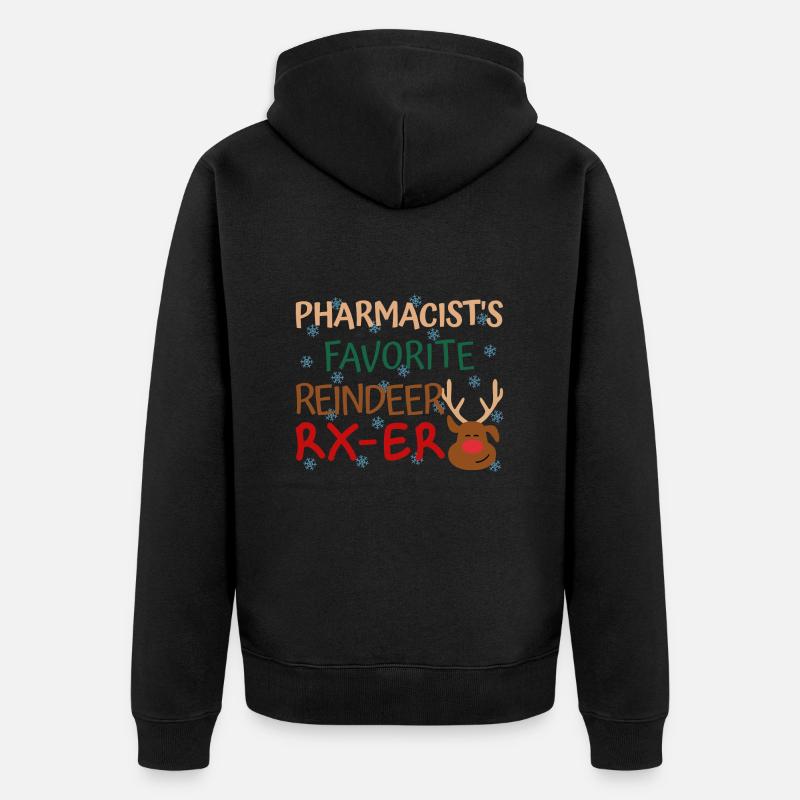 Pharmacien Noël préféré Renne - Veste à capuche bio Premium Unisexe - noir