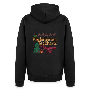 Kindergarten teacher Christmas Xmas Elf - Unisex Premium Organic Zip Hoodie - black - Back - Nico (187cm)