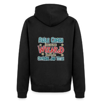 Agile Coach Wizard - Unisex Premium Bio Zip Hoodie - Schwarz - Hinten - Nico (187cm)